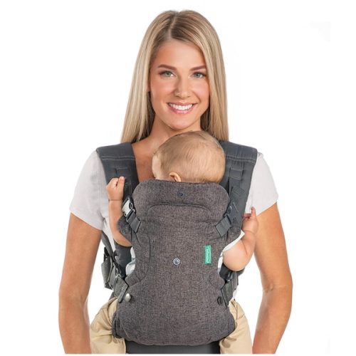 Infantino Flip 4-in-1 Convertible Baby Carrier, Adjustable, Ergonomic Babywearing, Registry Essential, Baby Carrier for Newborn to Toddler, Gray