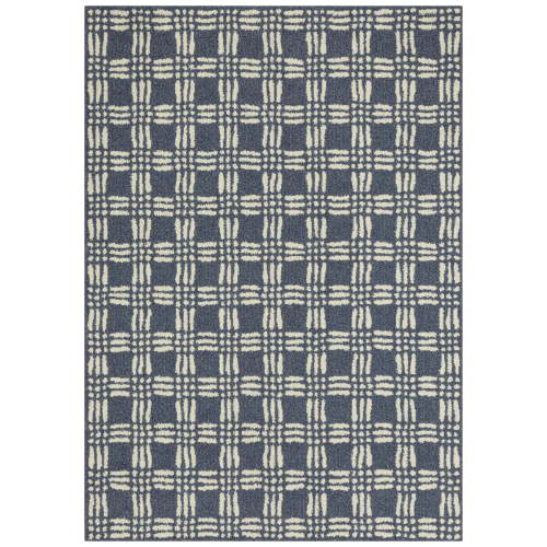 Mainstays Transitional Grid Plaid Blue Indoor Area Rug, 5' x 7'