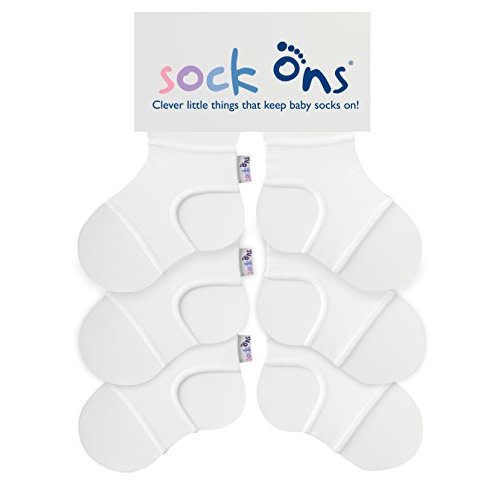 Sock Ons Clever Little Things That Keep Baby 3 Pack - White, 0-6 Months