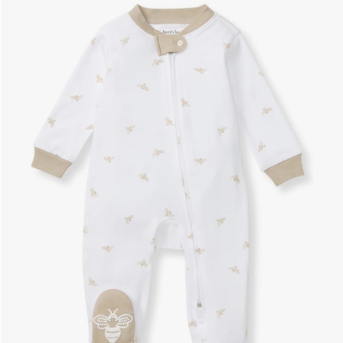 Burt's Bees Baby Boys Sleep and Play PJs, 100% Organic Cotton One-Piece Zip Front Romper Jumpsuit Pajamas