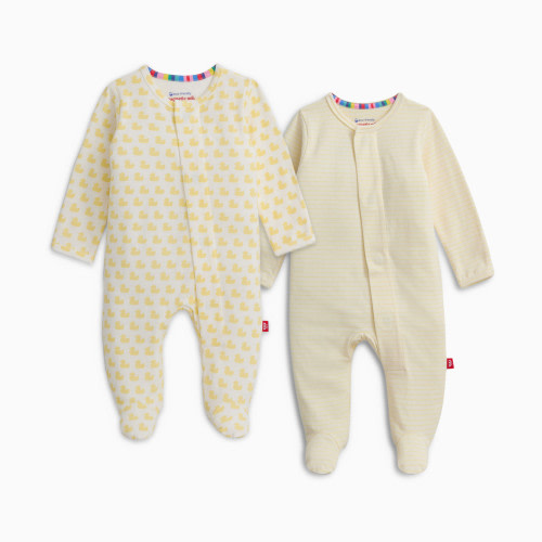Magnetic Me Organic Cotton Magnetic Footie 2 Pack Bundle - Yellow Assorted, 3-6 M