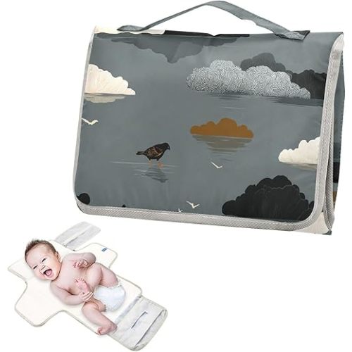 Reusable Baby Changing mat with Tissue Pocket Nile Sparrow Cloud Island Gray Waterproof Pads for Baby Infant Travel Kit cambiadores de pa?ales para Bebes