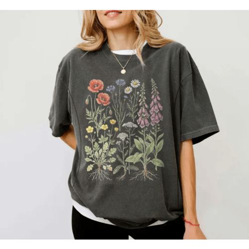 Vintage Wildflower Botanical Graphic Nursing T-Shirt – Giftifymama