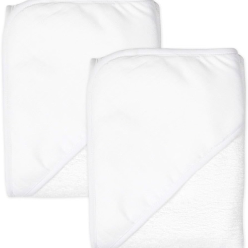 HonestBaby 2-Pack Organic Cotton Hooded Towels, Bright White, One Size