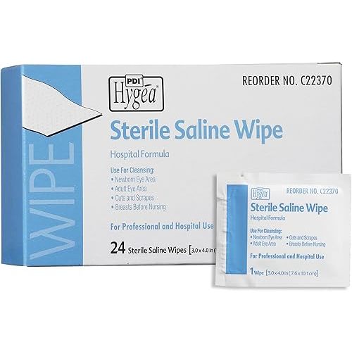 Saline Wipe Hygea Individual Packet Saline Unscented 24 Count