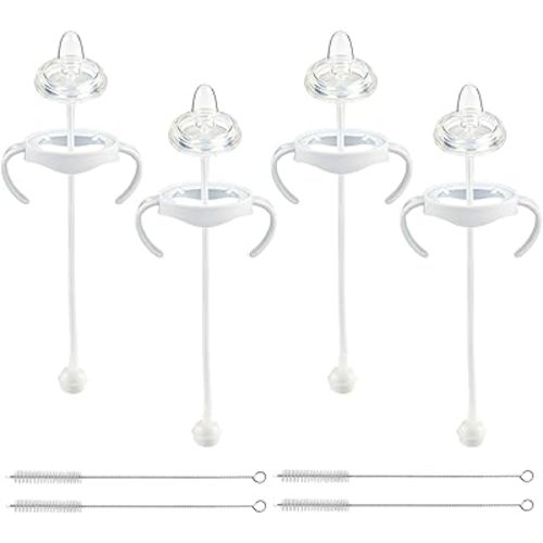 Sippy Cup Conversion Kit for Philips Avent Natural Baby Bottles, Weighted Straw Replacement Kit with Spout Nipples, Bottle Handle, 6+ Months,Set of 4