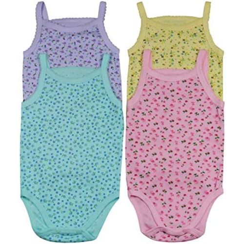 ToBeInStyle Baby Girls' 4 Pack Overall One-Piece Bodysuit