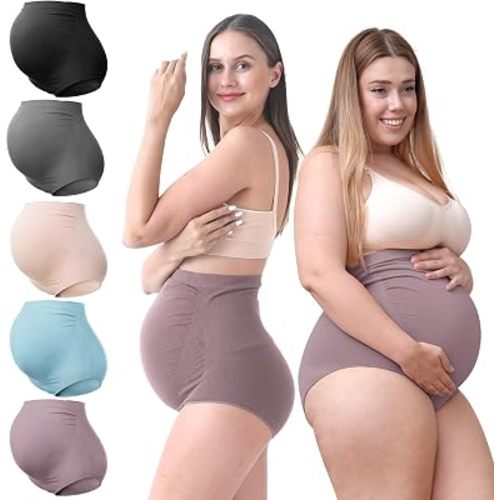 SUNNYBUY Maternity High Waist Underwear, Pregnancy Seamless Soft Panties