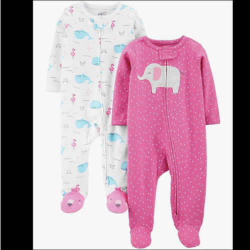 Simple Joys by Carter's Baby Girls' Cotton Footed Sleep and Play, Pack of 2