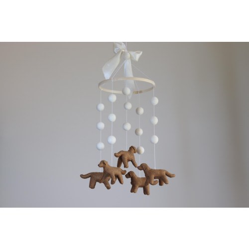 Golden Retriever Baby Mobile: Handmade Felt Puppy Nursery Decor