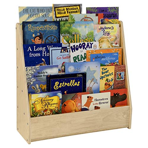 Contender Book Display for Daycare, Classroom, Preschool, Kids Single-Side Bookcase Stand, 5 Shelf Book Display with Rear Storage, 30-inch Width, Fully Assembled, Made in USA