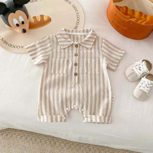 Boys Striped Linen Jumpsuit Romper – August + Willow