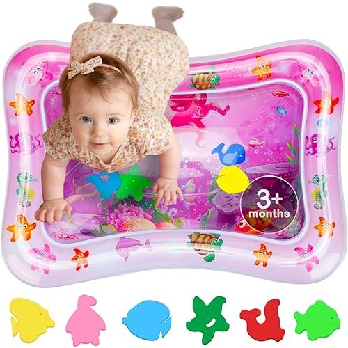 Tummy Time Water Mat – Inflatable Water Play Pad for Babies - Sensory Tummy Time Mat for Floor Play - 100% BPA-Free & Leakproof - Baby, Infants 3-12 Months – Pink - Avec Maman