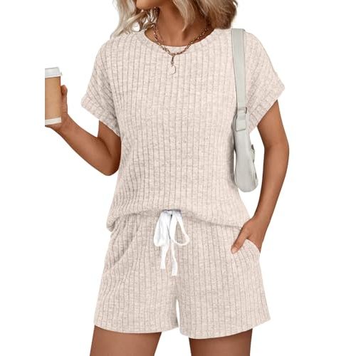 LILLUSORY Womens 2 Piece Short Sets Summer Lounge Outfits Vacation Travel Cruise Airport Spring Cute Matching Pajamas 2026