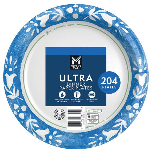 Member's Mark Ultra Dinner Paper Plates, 10", 204 ct.
