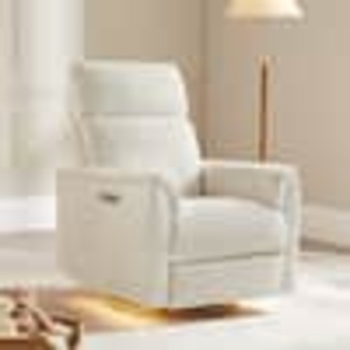 Spruce & Spring Amos Linen Fabric Swivel Glider Power Recliner Chair with Power Headrest, Nightlight, USB and Type-C Charging Ports SSME7A008-G0402190