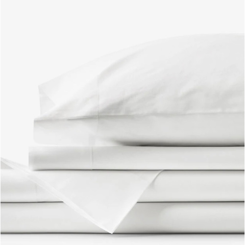 Classic Cool Organic Cotton Percale Solid Bed Sheet Set - White, King