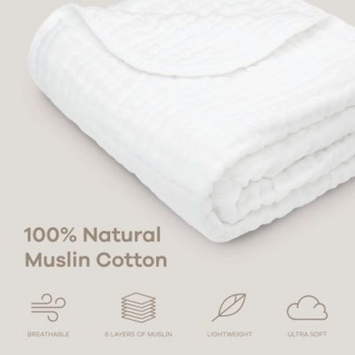 Baby Muslin Blanket, Large 40" X 40" By Comfy Cubs