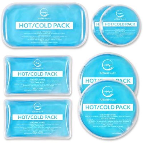 Allsett Health Reusable Hot And Cold Gel Ice Packs For Injuries - Cold Compress, Ice Pack, Gel Ice Pack, Knee, Hand, Leg, Foot, Flexible- 7 Pack Blue