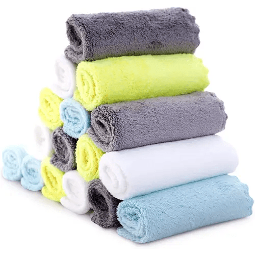 Cute Castle Ultra-Soft Baby Washcloths, 16 Pack - 9" by 9", Gentle on Sensitive Skin for Face and Body, Plush, Super Absorbent Wash Clothes for Girls and Boys