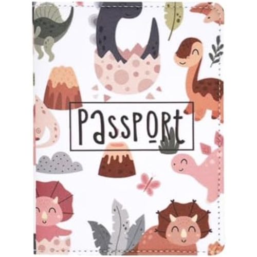 Passport Cover for Kids - Dinosaur Pink