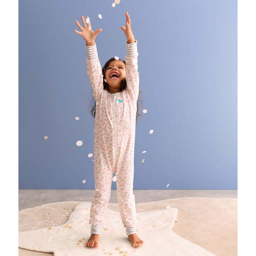 Footless Romper Cotton Rose Bubbles