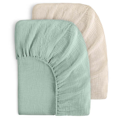 Yoofoss Muslin Crib Sheets for Boys Girls 100% Cotton Fitted Baby Crib Sheet 2 Pack Soft and Breathable for Standard Crib Mattress &amp; Toddler Mattress 52"x28"