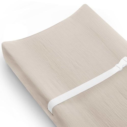Changing Pad Cover for Baby Girls Boys, Muslin Changing Table Pad Covers with Boho Style, Neutral Color Soft and Breathable (Beige)