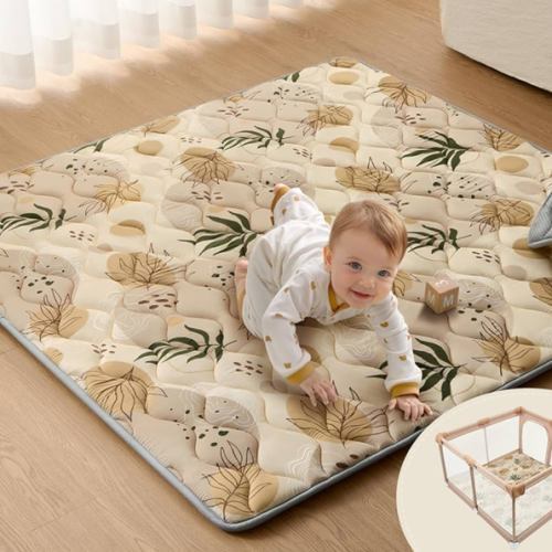 Blissful Diary Baby Play Mats for Floor, 50x50 Playpen Mat, Thick Cushioning Padding Foam Playmat for Baby and Toddlers Infants, Non-Slip & Machine Washable, Earth Tones Design