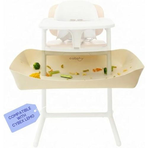 CATCHY -Food Catcher- Compatible with Cybex Lemo High Chair +12 Other High Chairs -Highchair Sold Separately- Baby & Toddler Food & Mess Catcher -Premium Linen Inspired- Under High Chair Accessory