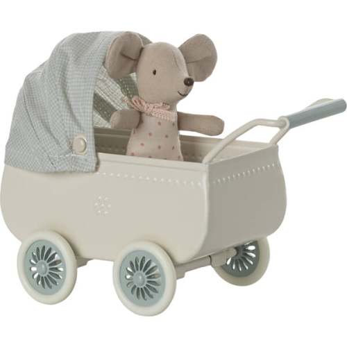 Pram with baby mouse - Mint