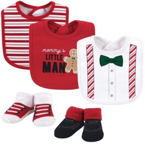 Little Treasure Baby Boys Cotton Bib and Sock Set 5pk, Christmas Suspenders, One Size