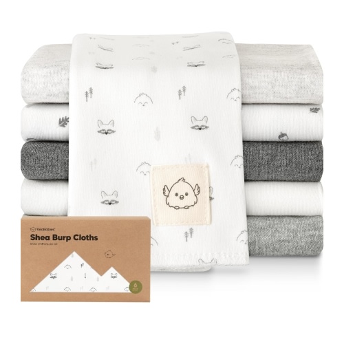 Organic Burp Cloths Baby Boy, Girl - 6-Pack Large Cotton Burping Cloths for Babies, Spit Up Rags, Super Absorbent, Ultra Soft Newborn Rag, Gender Neutral, Machine Washable, Durable (Neutrals)
