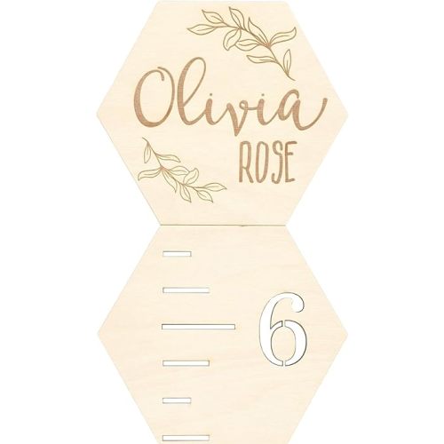 Wooden Growth Chart Ruler for Kids, Hexagon Height Chart Ruler for Boys and Girls
