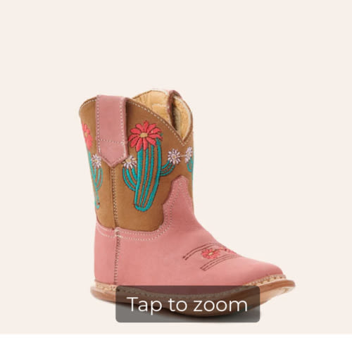 Roper Infant Cowbaby Pink Cactus Round Toe Boot