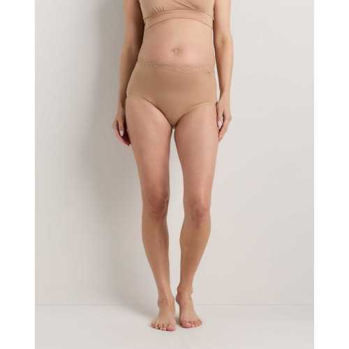 Organic Cotton Lace Trim Maternity & Postpartum Brief (6-pack) in Sand