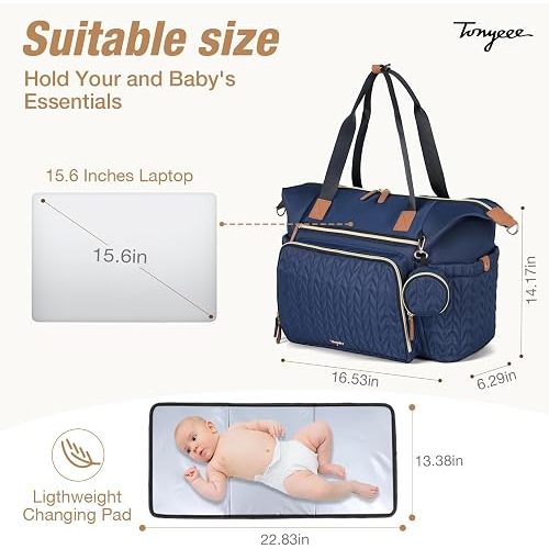 Tonyeee Diaper Bag Tote, Large Baby Hospital Bag for Labor Delivery Mom