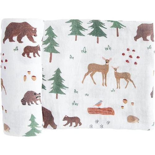 RED ROVR 100% Organic Cotton Muslin Swaddle | Newborn Receiving Blanket | Baby Wrap | Boy, Girl, Unisex | Soft, Lightweight, Breathable | Burping, Nursing | 44" x 44" | Bear Buddies