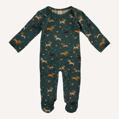 long sleeve lap neck footie | space pups | bamboo – kate quinn