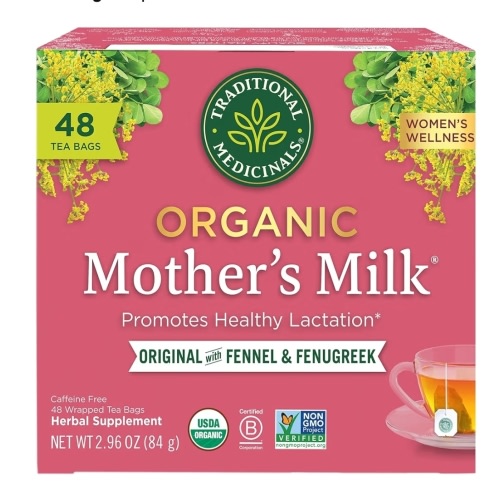 Traditional Medicinals Organic, Mother's Milk Tea - Supports Breastfeeding & Lactation with Fennel and Fenugreek - Kosher, Non-GMO, Caffeine-Free, Compostable - 48 Tea Bags