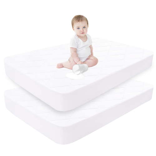 Ruili Crib Mattress Protector Waterproof & Noiseless, 52”x 28” Skin Friendly & Breathable (2 Count)