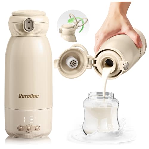 Veroline Portable Bottle Warmer for Travel, 17 Oz Baby Bottle Warmer, Super Fast Charging Milk Warmer with Adjustable Temp & Keep Warm for Formula, Breastmilk, Rechargeable & Cordless Water Warmer