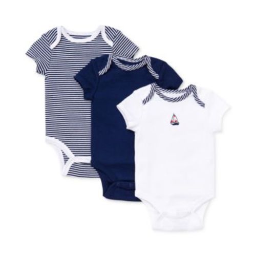 Baby Boys Sailboat Short Sleeved Bodysuits, Pack of 3