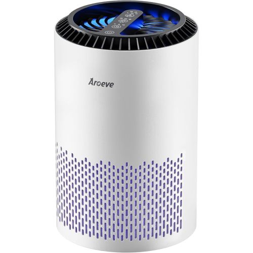 AROEVE Air Purifiers for Bedroom Home, Air Purifier For Smoke Pollen Dander Hair Smell Air Cleaner with Sleep Mode Speed Control For Bedroom Office, MK01- White(Available for California)