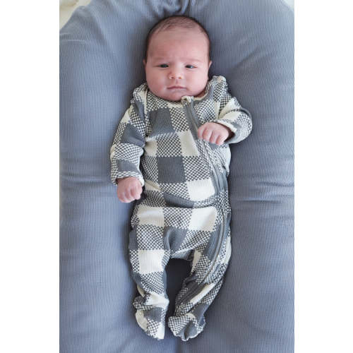 All Bamboo Waffle Zipper Footies