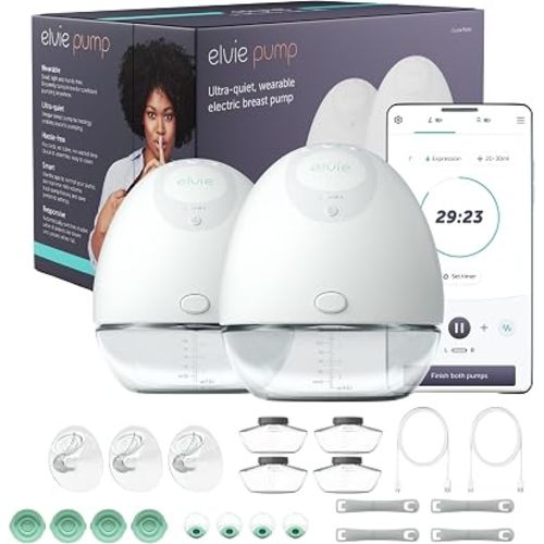 Elvie - Double, Wearable Breast Pump w/App - The Smallest & Quietest - Portable - Hands Free & Discreet - Automated with Four Personalized Settings