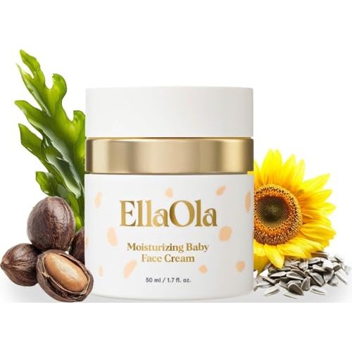 ELLAOLA 96 Hour Deep Moisturizing Baby Face Cream for Dry, Eczema Prone & Sensitive Skin - Daily Organic Face Lotion Nourishes & Hydrates, Fragrance Free | 1.7 fl. oz.
