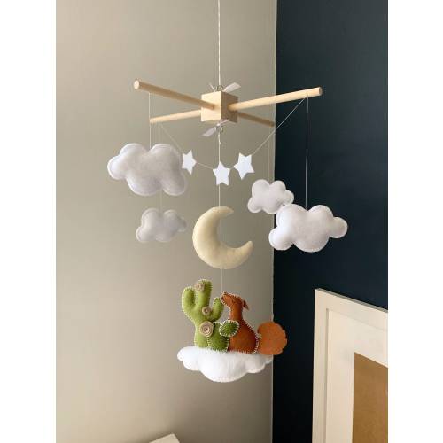 Desert baby mobile - cactus nursery - Baby mobile - desert mobile - coyote mobile - cactus mobile - clouds mobile - gender neutral nursery