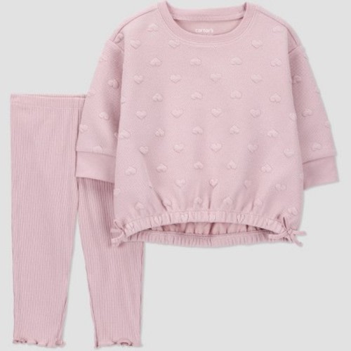 Carter's Just One You® Baby Girls' 2pc Hearts Sweatshirt and Leggings Set - Pink 3M