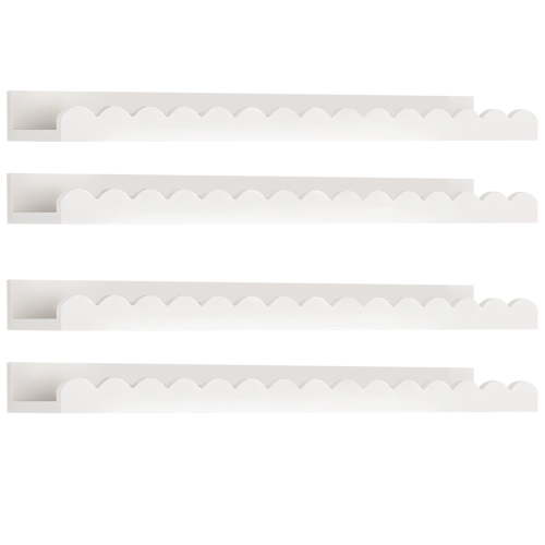 4-Layer White Nursery Shelves 4 Packs, 16.5-In Nursery Storage Rack for Wall, Scalloped Design, Wall Mounted
